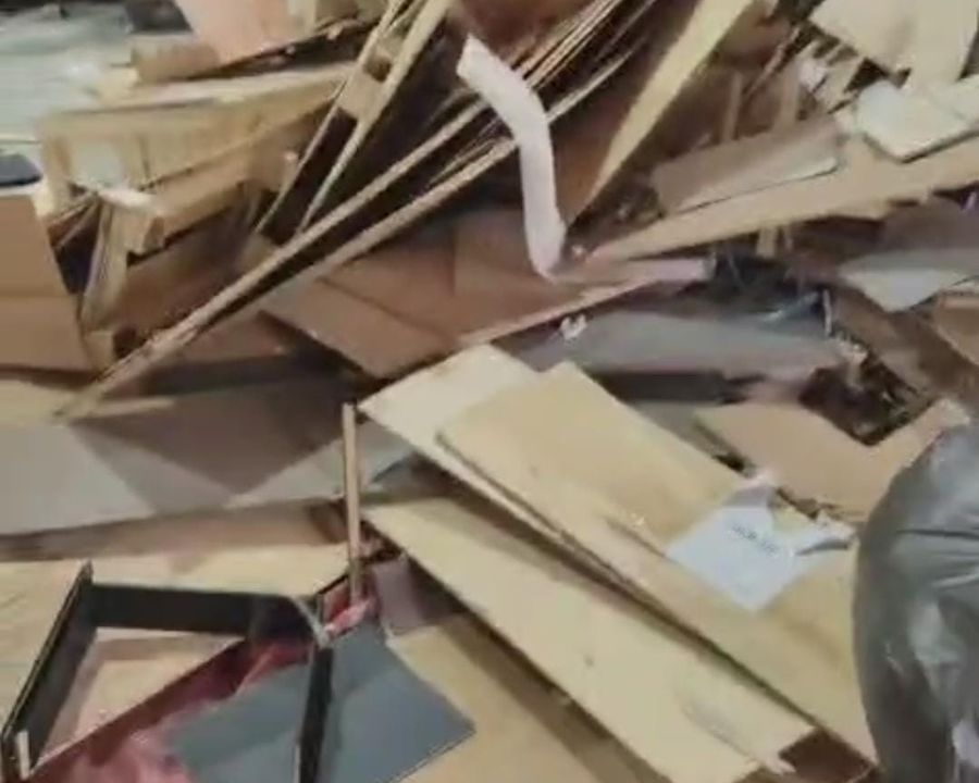 Wood and cartons at a disposal facility