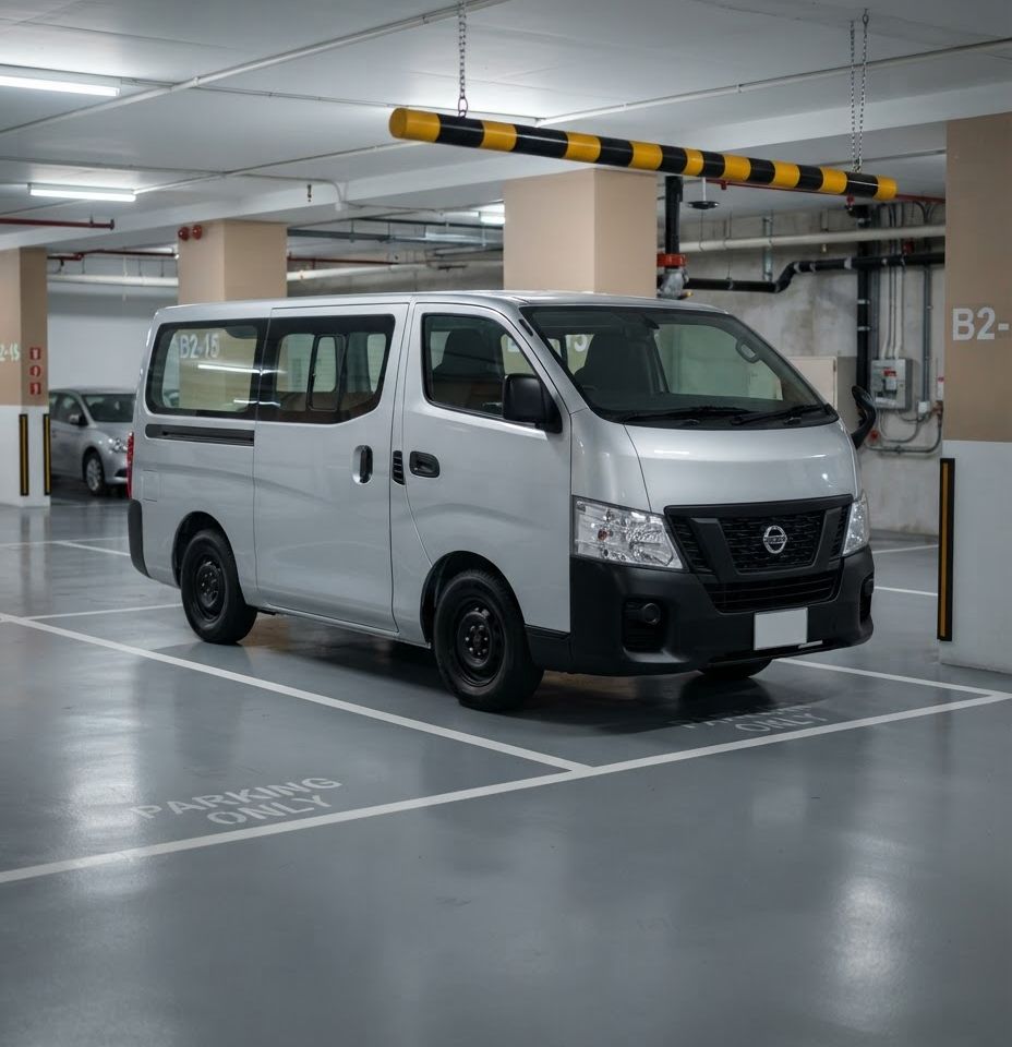 A silver 2.4m JustGo van on a plain white background